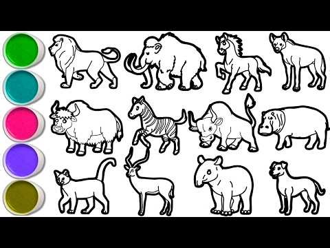 Draw 12 Amazing Animals in Just Minutes! Lion, Mammoth, Horse, Hyena, Yak, Zebra, Bull, Hippopotamus