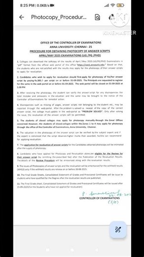 Anna University April 2025 Provisional Certificate, Consolidated!!