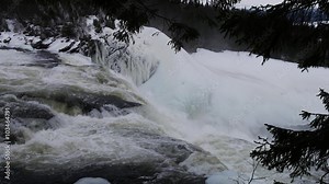 Sweden Tännforsen waterfall, winter