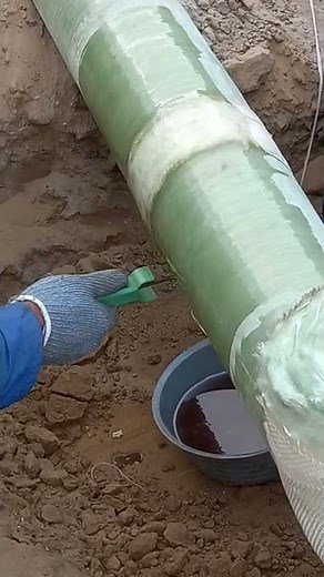 GRP Pipe Jointing Step-05 Application of GRP Jointing Material Resin and Hardener