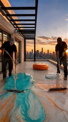 Designing a Luxury Metallic Floor for a Highrise Penthouse Terrace! 🌇✨