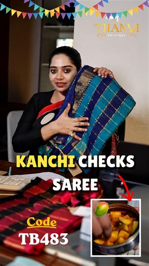 ✨Kanchi Checks Saree 💕 | CODE: TB483
