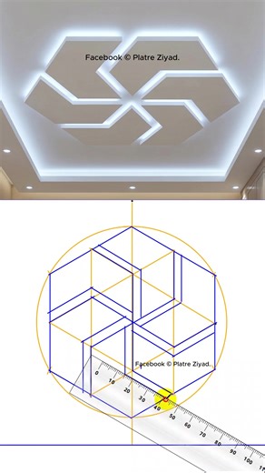 Check out this clean geometric layout for a drywall ceiling design #InteriorDesign #GypsumWork