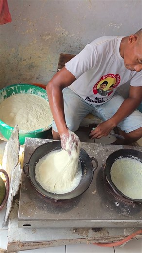 the process of making spring roll skins in Semarang, Indonesia