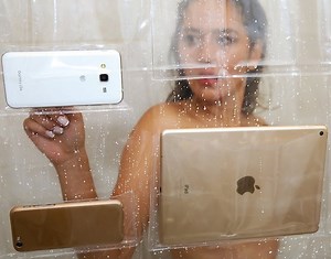 Screenholder Shower Curtain Will Either Increase Your Productivity Or Take Your Binge Watching Next Level
