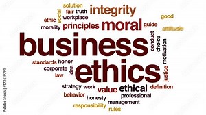 Business ethics animated word cloud, text design animation.