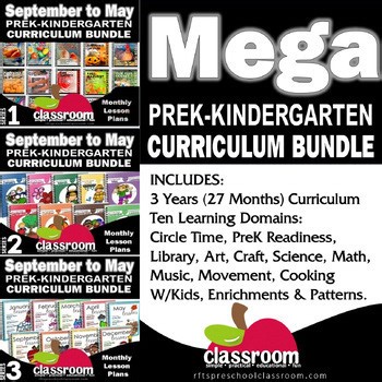Full Year Preschool Curriculum Lesson Plans Sept-May Kindergarten S1-S2-S3 BONUS