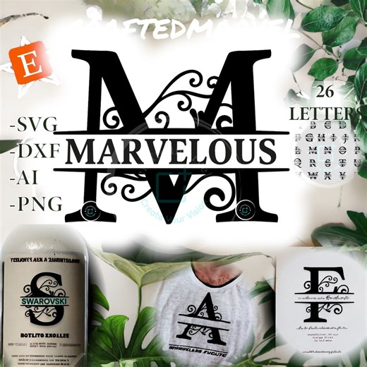 Split Monogram SVG, Letter Font, Split Monogram Svg, Split Letter Svg, Split Alphabet Svg, Wedding Svg, Digital Cut Files, Engraving - Etsy