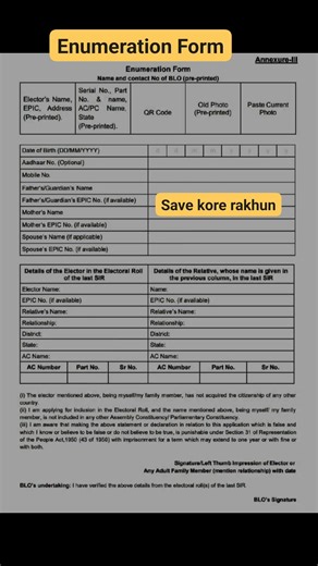 2.9K reactions · 369 shares | #Enumeration #vote #voters #VoterList #VoterAwareness #VoterRegistration #Documents #reelschallengereelschallenge #facebookreelsviral #sirdocuments #reelschallenge #sir #indian #Amazing | Sukanta Das | Facebook