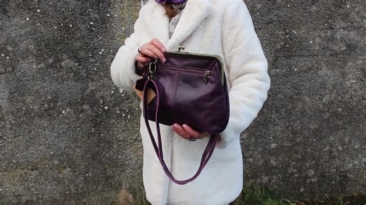 Purple Leather Kiss-lock Crossbody Bag: Adjustable Shoulder Purse,'layla' - Etsy