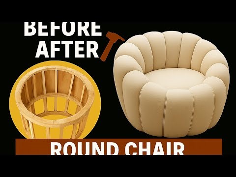 Before & After Round Chair | From Wooden Frame to Luxury Upholstery