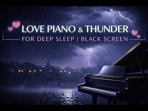 Deep Sleep Black Screen | Romantic Piano and Thunderstorm Ambience