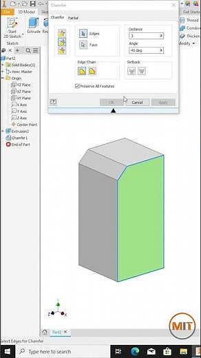 How To Use CHAMFER In Inventor | Chamfer command in Autodesk inventor