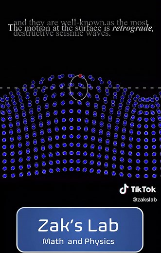 Rayleigh waves in a solid: the most destructive seismic waves. #seismic #waves #physics #rayleigh #surfacewave #wave #physics #science #scienceanimation #physicsdemo #mathart