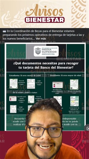 ¡DOCUMENTOS! para la entrega de tu tarjeta bienestar de la beca de media superior | Avisos Bienestar