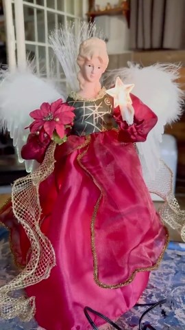 Vintage Fiber Optic Animated Angel Tree Topper Red Dress 15” 1980s - Etsy UK