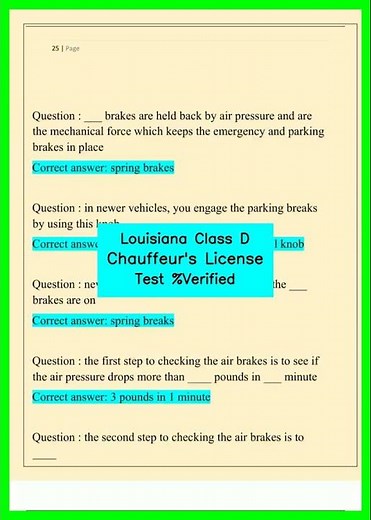 Louisiana Class D Chauffeur's License Test %Verified video