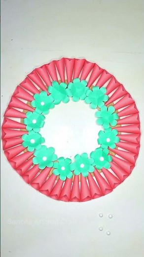 How to Make Paper Flower Wreath | Easy Wall Decoration Craft
