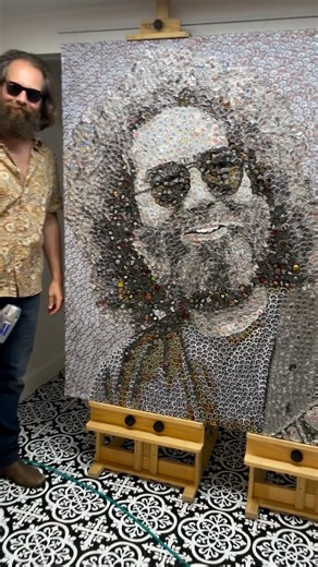 Still over the moon with this Jerry Garcia bottle cap mosaic 😎 ~100 hrs and 7,505 caps is all it took to whip this up! Grateful Dead | JAM Bottle Cap Art