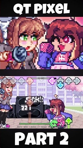 FNF - QT pixelated [PART 2] [Monika VS QT] (FNF MOD) #shorts