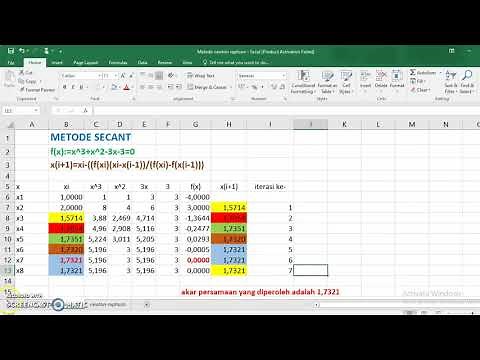 Bagian #5 Metode Secant dengan Bantuan Excel