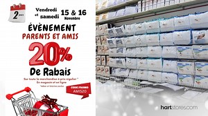 Les Rabais PARENTS & AMIS sont de retour chez Hart.Venez profiter avec vos proches de 20% sur les articles à prix réguliers le VENDREDI 14 et SAMEDI 15 Novembre 2024.__________________________The PARENTS and FRIENDS Discounts are back at Hart.Come and enjoy 20% off regular priced items with your loved ones on FRIDAY, November 14 and SATURDAY, November 15, 2024.➡️ https://www.hartstores.com....#hartstores #flyer #dealsoftheweek #speciaux #quebec #ontario #newbrunswick #circulaire #ventedelasemain