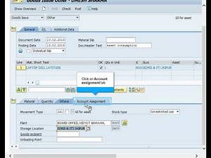 Consumption of material as an asset MIGO