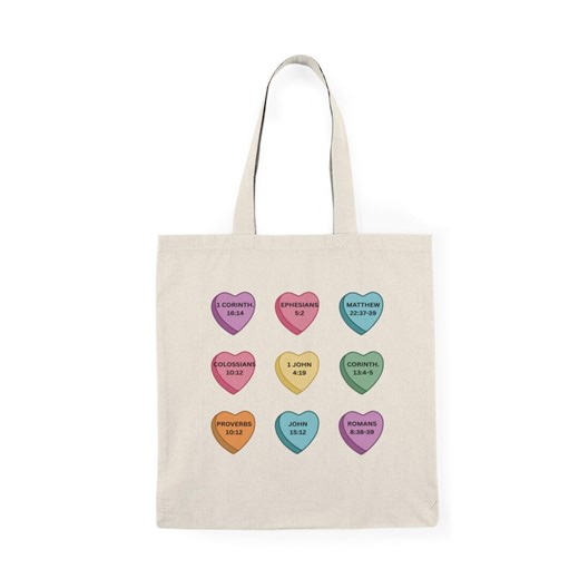 Bible Verse Conversation Hearts Tote Bag – Christian Valentine Gift, Scripture Tote, Faith Based Gift for Her, Canvas Shopping Bag - Etsy