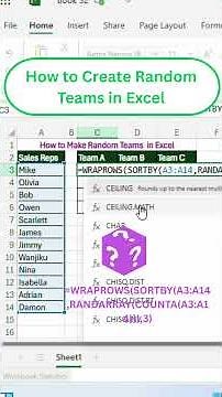 How to Create Random Teams in Excel Today
