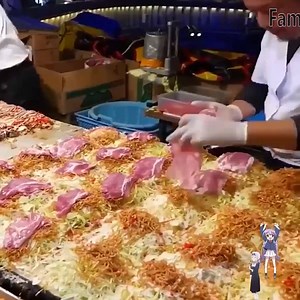 360K views · 3.3K reactions | Famous street kitchen - Okonomiyaki - in Japan | Teddy Riley | Facebook