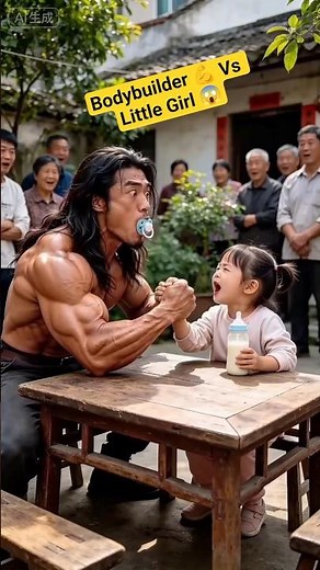 😂 Little Girl Outsmarts Bodybuilder! 💪🤣 | Funniest Arm Wrestling Twist #shorts