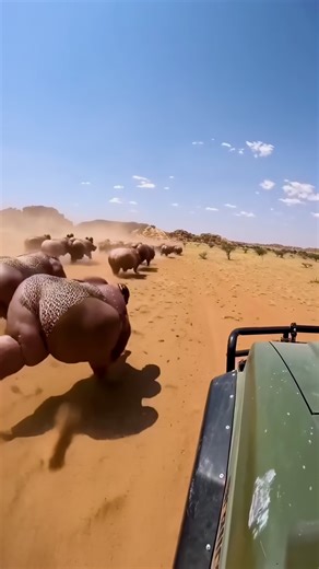 H & M Studios on Instagram: "Something Kept Pace With the Jeep Across the Plain 😳 Made this AI clip because I wanted a safari moment that looks real… until you actually watch how they move 😳 #wildlife #unreal #cantlookaway"