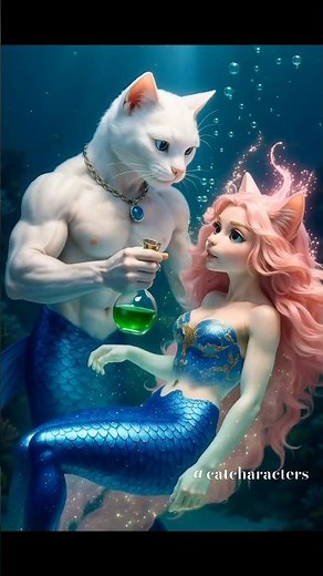 Cat transformed into mermaid #cat #story #shorts