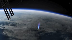Upward-shooting 'blue jet' lightning spotted from International Space Station