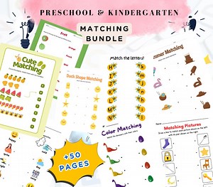 Pre-k Activities Pages |  50 Pages | Learning Bundle | for Kids | Printable Activity Worksheets | Matching | Food | Tracing | Vocabulary - Etsy