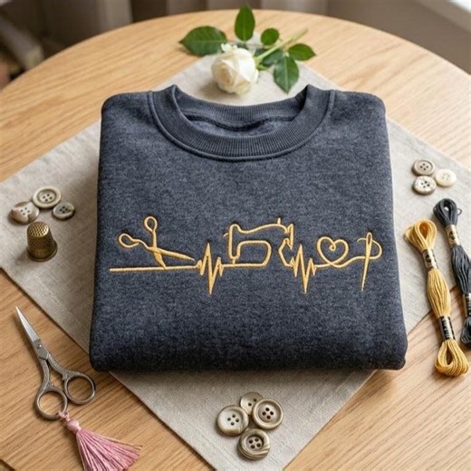 Sewing Heartbeat File, Sewing Machine Line Art Design, Seamstress Gift Graphic, Quilter Heartbeat, Sewing Lover Digital Download - Etsy