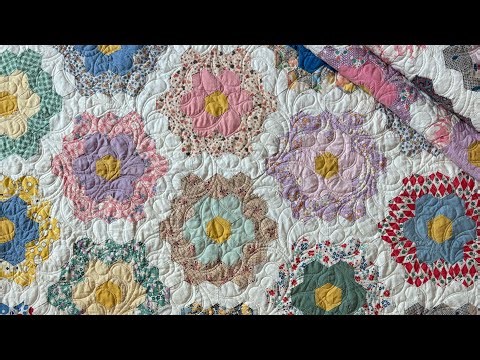 Antique Quilts, Grandmother's Flower Garden, Great Granny Squares, Scrappy Americana - Video 171