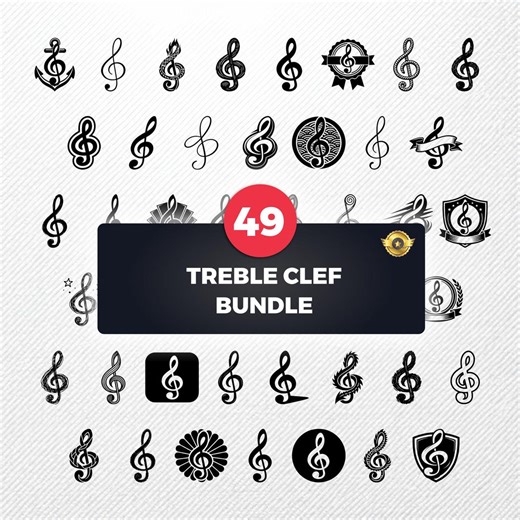 Treble Clef SVG Bundle, 49 Music Note Silhouette Designs, Musical Symbol Clipart for Cricut, G Clef PNG, Musician Vector, Song Art Svg - Etsy