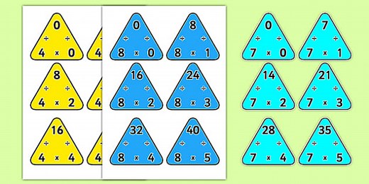 Multiplication Triangles 4, 7 and 8 Times Tables