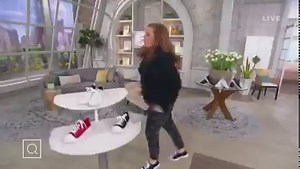 When Terri Conn QVC promises the running man for our Skechers show, we deliver! We also have to take a beat and catch our breath. 😂🤣 #throwingitback SKECHERS QVC #livetv | Mary DeAngelis QVC