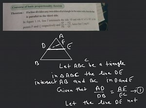 Converse of basic proportionality theoremTheorem: If a line di... | Filo