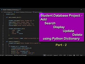 Student Database | Python Functions | Add, Search, Update,Delete, Display Records Menu Project P-2
