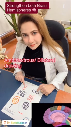 Dr Sonal Kapoor on Instagram: "Using both hands together (bilateral drawing or ambidextrous doodling) can give your brain a powerful workout. Here are the key brain benefits: 🧠 Benefits of Drawing Exercises with Both Hands 1. Strengthens Both Brain Hemispheres Using both hands activates the left and right hemispheres simultaneously. This improves: • Coordination • Processing speed • Communication between brain hemispheres (via the corpus callosum) 2. Enhances Neuroplasticity Learning to draw wi