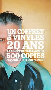 Je suis heureux de vous annoncer que le 06 mars sortira un coffret pour fêter les 20 ans de La forêt des mal-aimés / 5 vinyles/ un visuel inédit / une édition de seulement 500 copies numérotées à la main / précommandez dès maintenant ici: https://boutique.audiogram.com/products/20-ans-la-foret-des-mal-aimes / n'oubliez pas le spectacle "dans la forêt des cœurs abîmés" les 18 et 19 juin prochain durant les @francosmtl / billets sur pierrelapointe.com @pingpongpingmtl @lafleursaulnier @royetturner