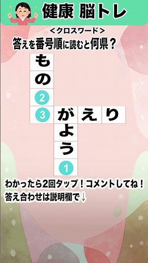 答えは何県？【クロスワード脳トレ】60代70代、ご高齢の方の認知症予防に最適！脳の若返り！ #脳トレ #60歳代 #クイズ #高齢者 #都道府県