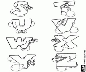 Little mouse's alphabet from S to Z coloring page printable game
