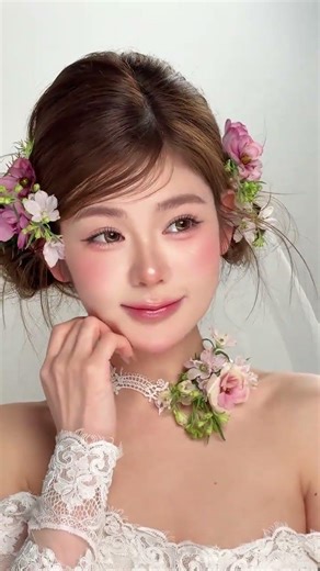 Effortless Korean Youthful Floral Bride Look - Flower Shape Bride
