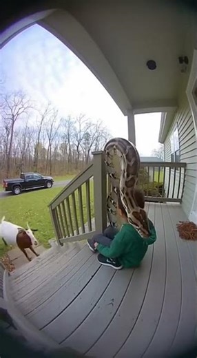 Goat vs Python Showdown on the Porch! #viralshort #shorts #Viral #short