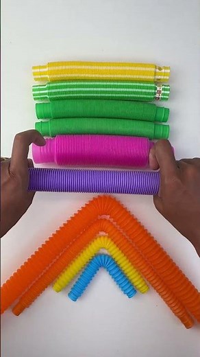 Neon Fidget Tubes ASMR: Satisfying Crunching & Popping Sounds |Bright Color Sensory Play #asmr #diy