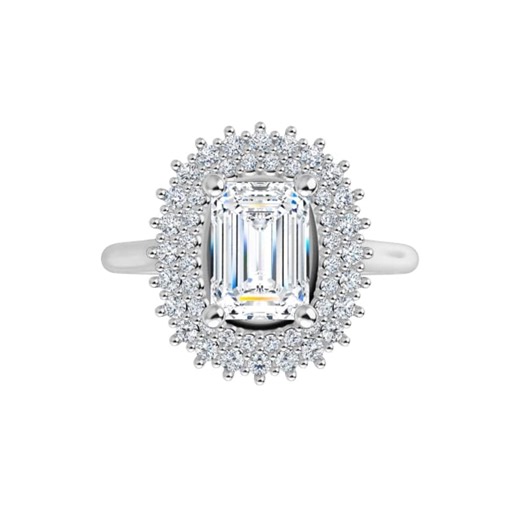 Blake Women's 14K Gold Emerald and Round Cut Natural Diamond Thin Engagement Ring | Prong Shared Set | 1ct ST154DNE | Luccello